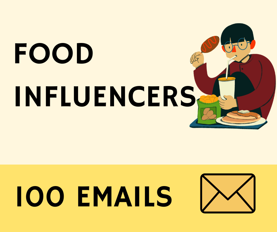 Food Influencers Email List- Instant Download
