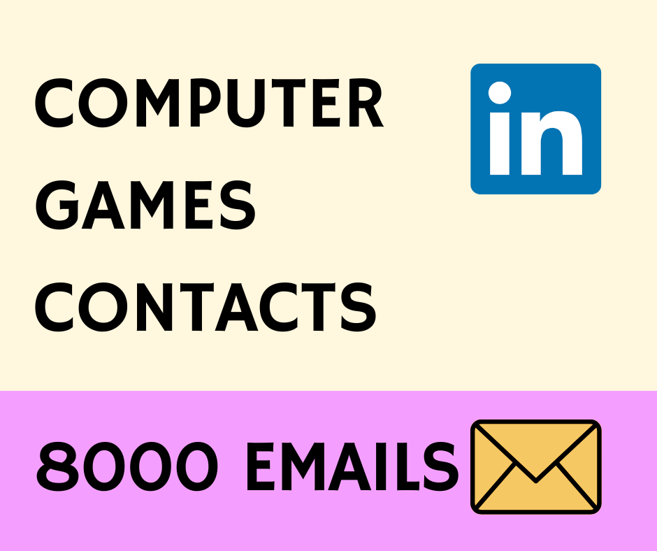 computer games contacts - 8000 emails